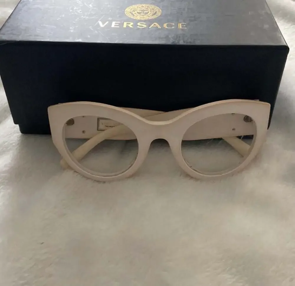 Versace Tribute Collection Cat Eye Sunglasses in Ivory with Gold Medusa Emblem